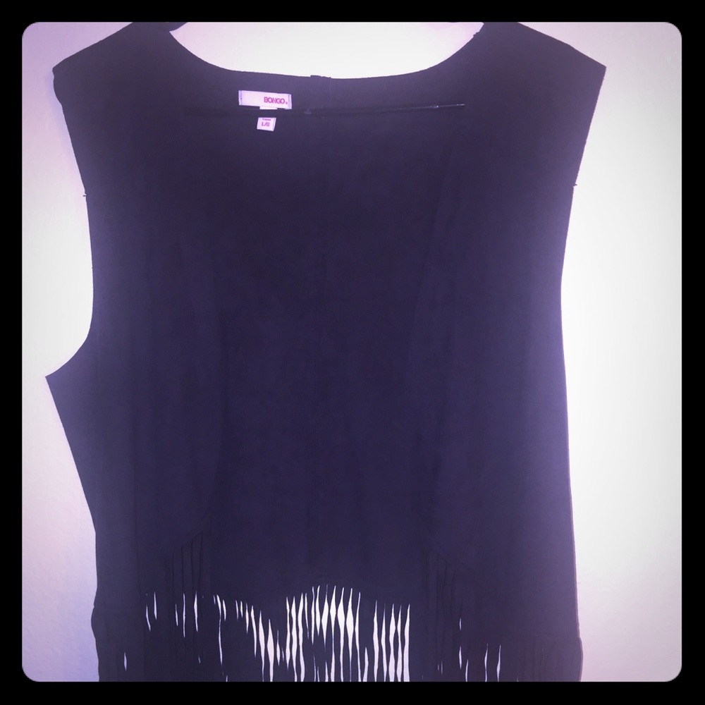 Bongo vest with fringes (Black)